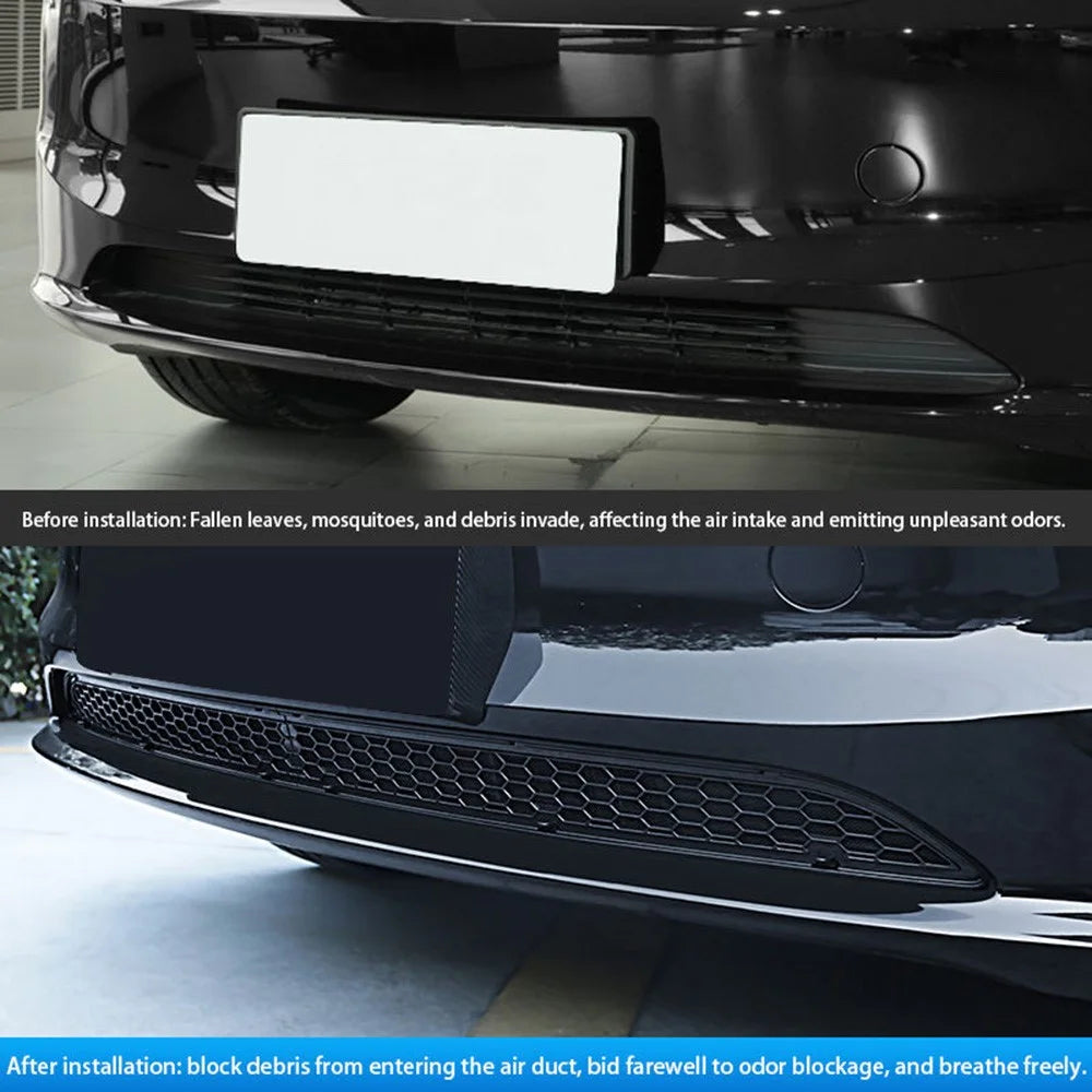 For Tesla Model 3 Car Front Bumper Grille Quick Release Button Design Insect Prevention Net - 6