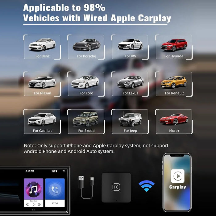 Wireless Carplay Android Auto Adapter Smart Carplay Ai Box Wired to Wireless Carplay Dongle - 7