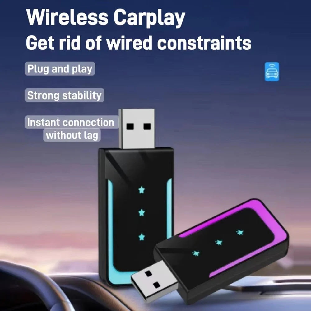 Wireless Carplay Adapter USB Carplay Stick Convert Wired to Wireless Android Auto Dongle for Cars with Carplay - Blue  /  Black - 2