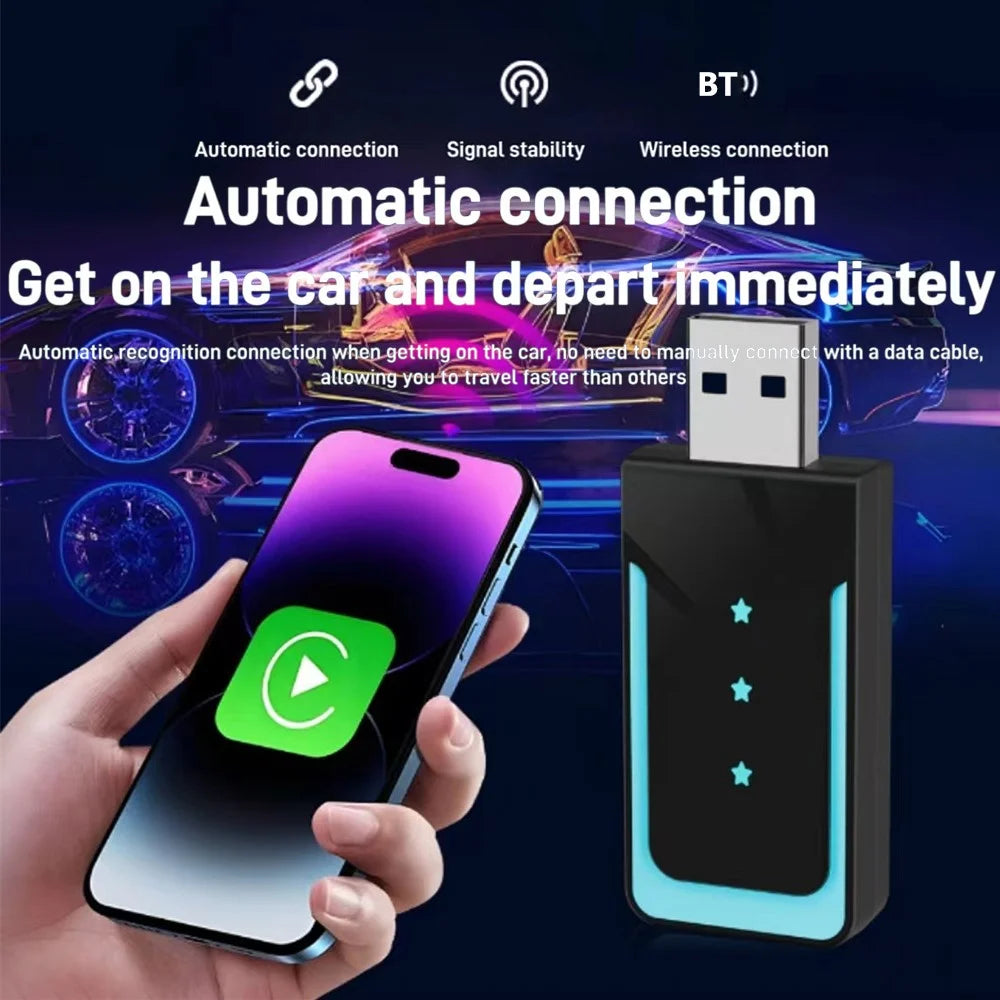Wireless Carplay Adapter USB Carplay Stick Convert Wired to Wireless Android Auto Dongle for Cars with Carplay - Blue  /  Black - 7