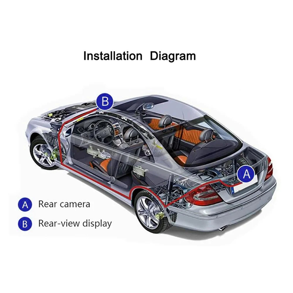 RH-702E 12V 24V 12-LED Rear View Reverse Camera + 7'' Screen Car Reversing Parking Monitor Set - 7