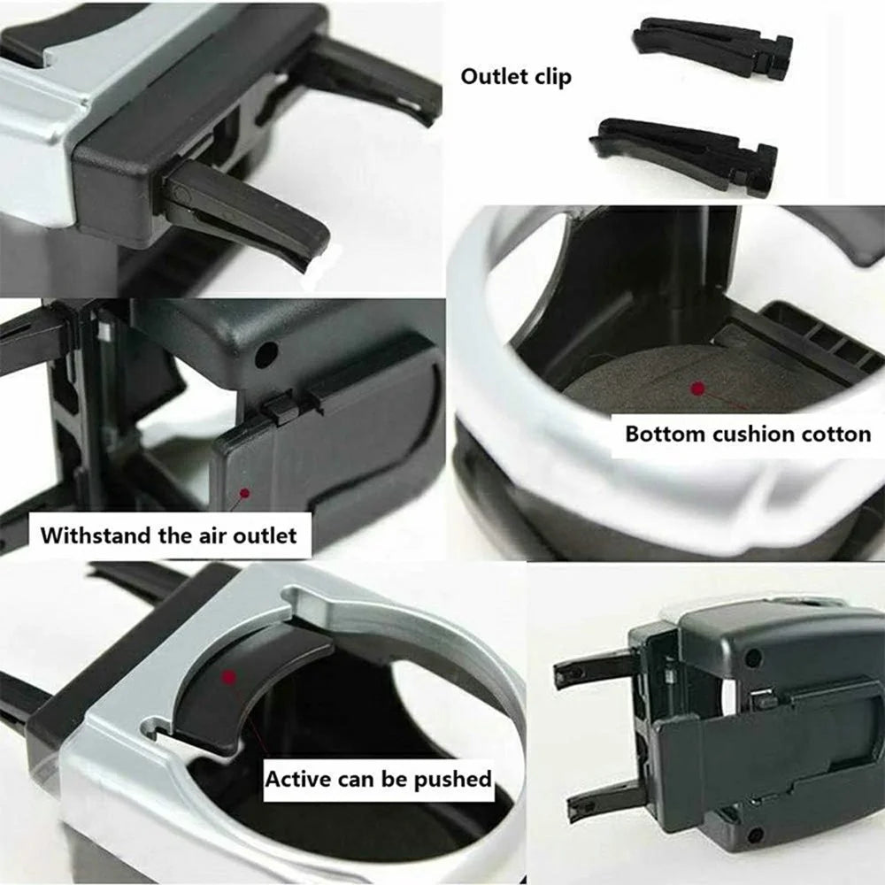 Multi-Function Car Air Vent Mount Drinks Holder Plastic Beverage Organizer Rack - Silver - 2