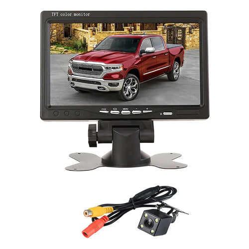 RH-701B 7" LCD Video Display Screen Monitor Rear View Backup Car 4-LED Camera Parking and Reverse System Kit - 1