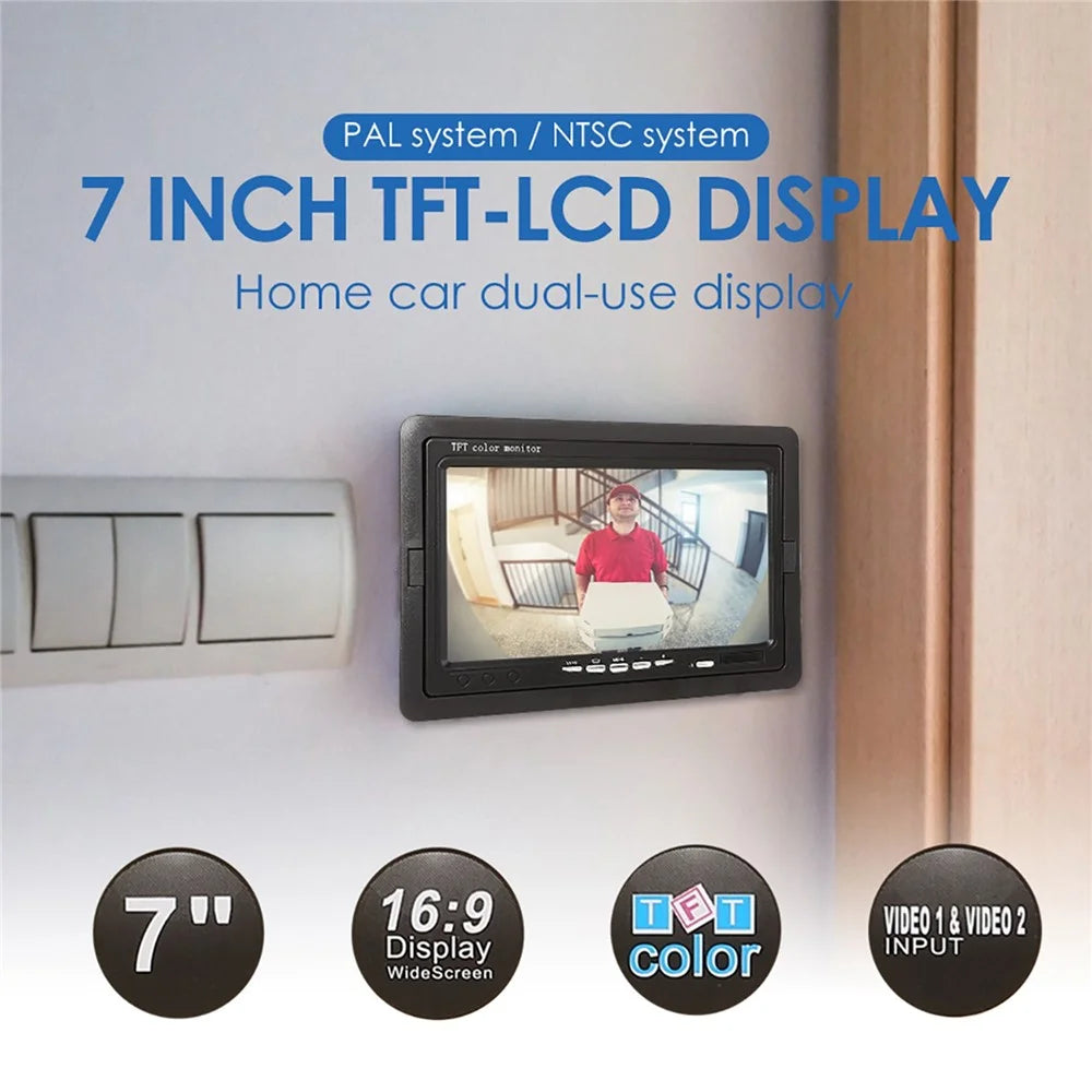 RH-701B 7" LCD Video Display Screen Monitor Rear View Backup Car 4-LED Camera Parking and Reverse System Kit - 3