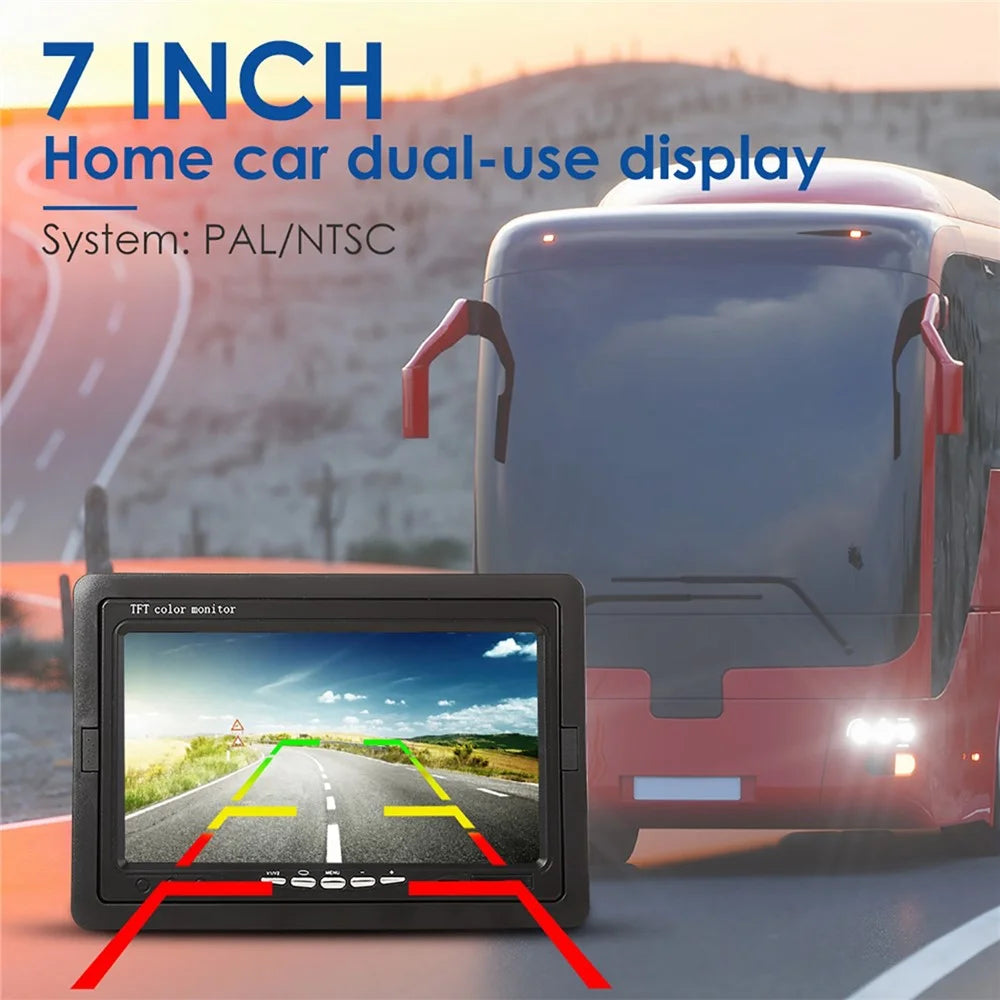 RH-701B 7" LCD Video Display Screen Monitor Rear View Backup Car 4-LED Camera Parking and Reverse System Kit - 4