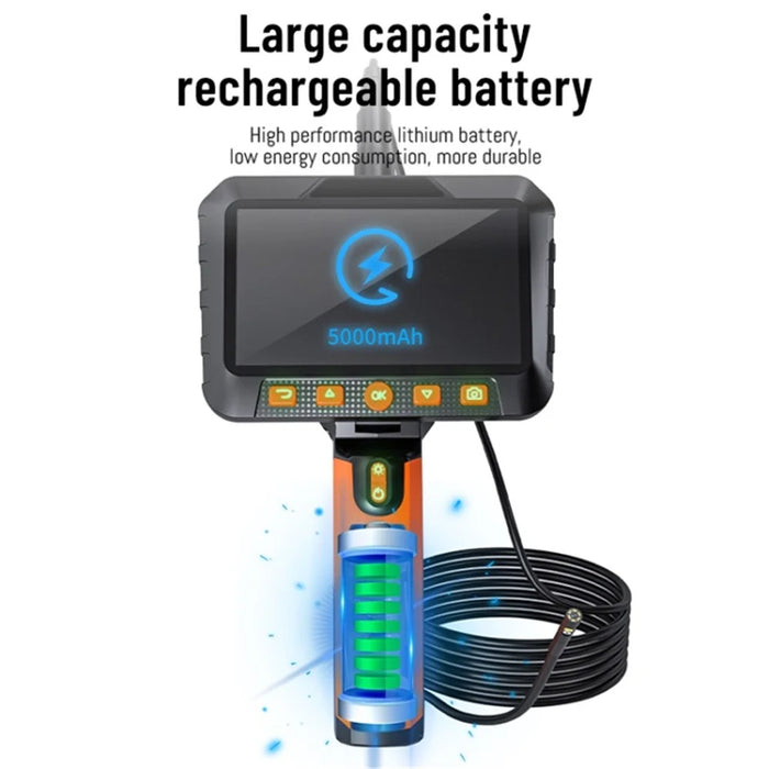 T27 Digital Industrial Borescope 5m 5.5mm Dual-Lens 5-inch 1080P Handheld Endoscope with Light - 6
