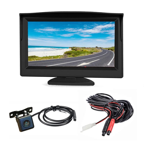 RH-512 5'' LCD Display Monitor Car Parking Reverse Waterproof AHD Square Rear Camera with Video Line - 1