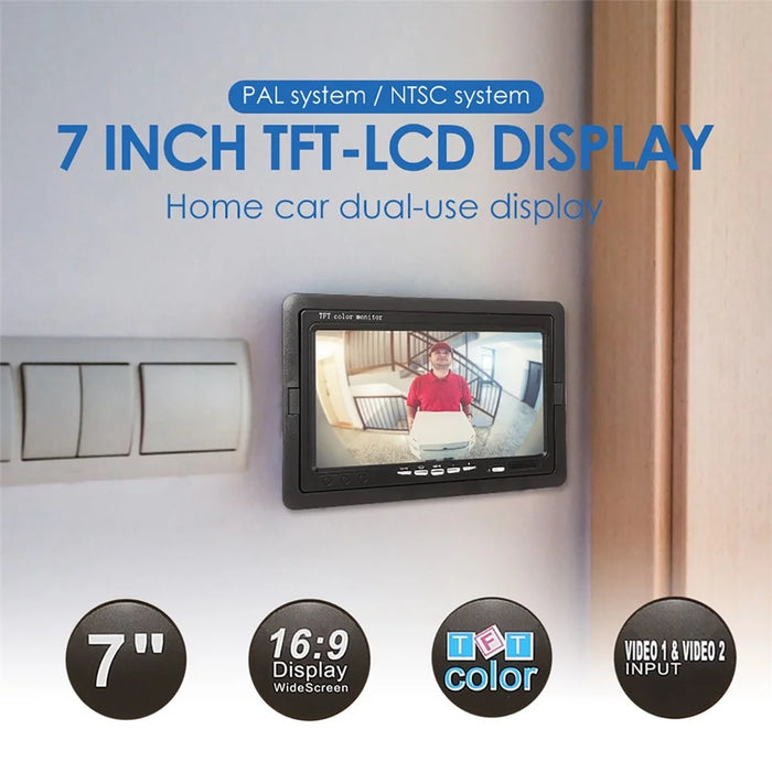 RH-701A 7" LCD Video Display Screen Monitor with Rear View Backup Car Camera Parking and Reverse System Kit for Vehicles - 4
