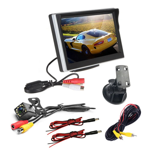 RH-510 High Brightness 12-LED Rear Camera Car Parking Reverse System Kit with 5'' LCD Display Monitor - 1