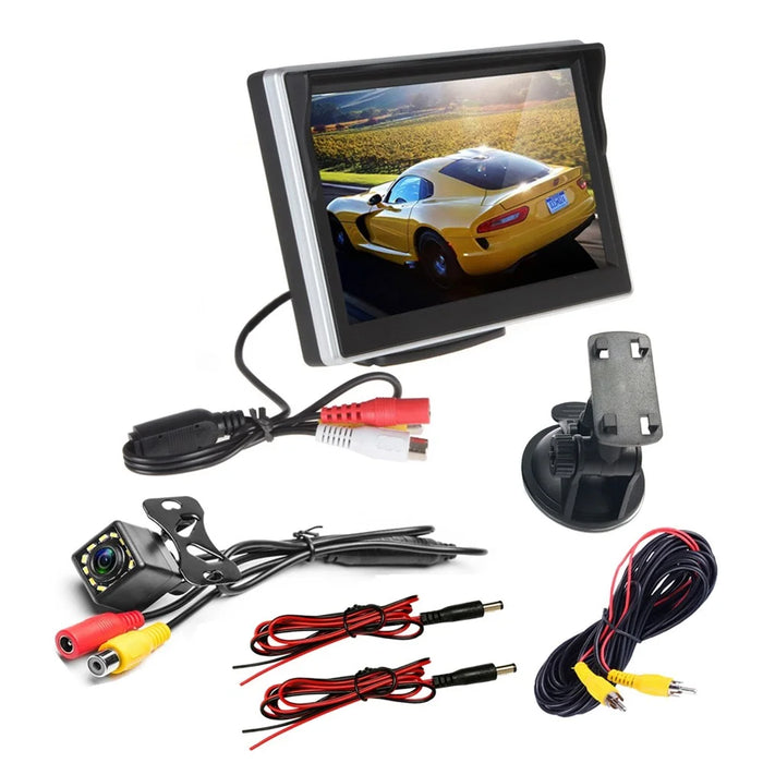RH-510 High Brightness 12-LED Rear Camera Car Parking Reverse System Kit with 5'' LCD Display Monitor - 1