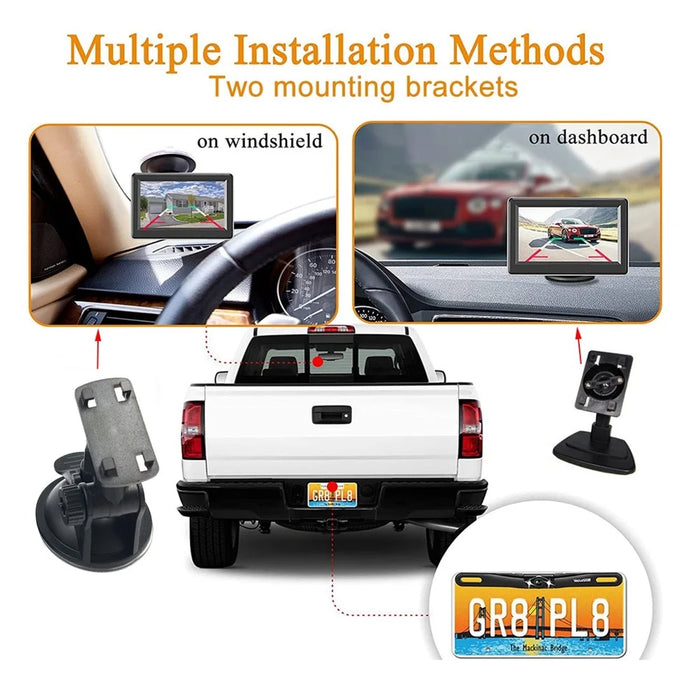 RH-510 High Brightness 12-LED Rear Camera Car Parking Reverse System Kit with 5'' LCD Display Monitor - 7