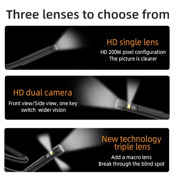 T23 7 inch Dual-Lens Industrial Borescope with 8pcs Light 1m 7.9mm HD 1080P Endoscope IP67 Waterproof Camera - 3