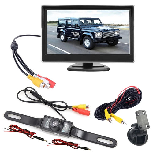 RH-511 Rear View Backup Car Camera Waterproof 5" LCD Video Display Screen Monitor Parking and Reverse Assist Safety System Kit for Vehicles - 1