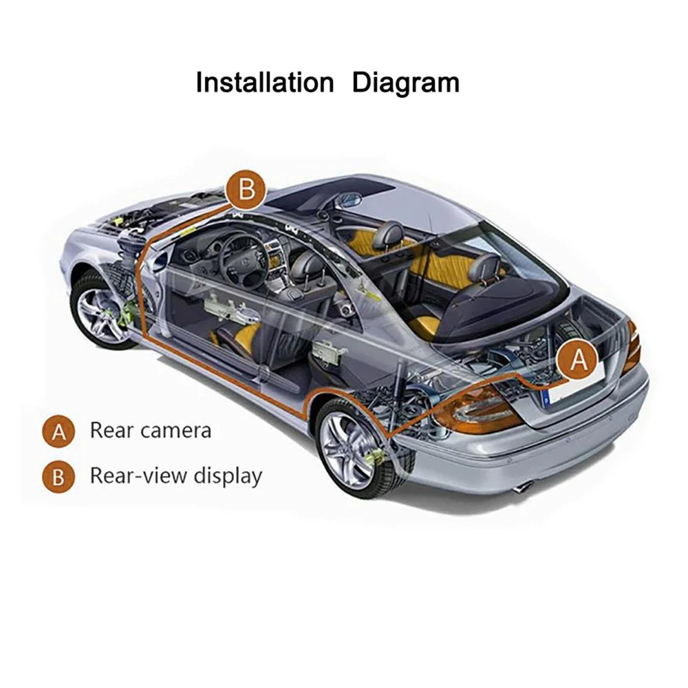 RH-511 Rear View Backup Car Camera Waterproof 5" LCD Video Display Screen Monitor Parking and Reverse Assist Safety System Kit for Vehicles - 3