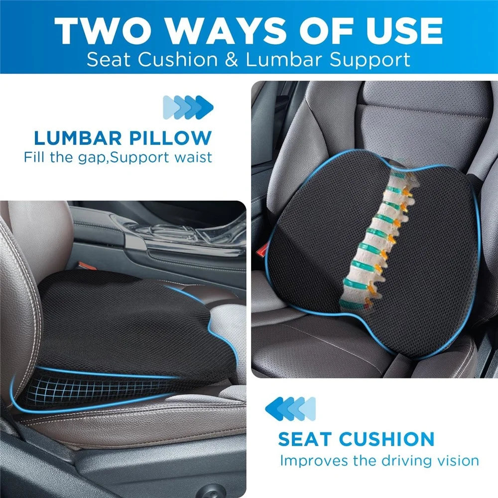 Car Seat Hip / Waist Cushion Mesh Cloth+Memory Foam Breathable Fatigue Relief Seat Cushion - Black - 7
