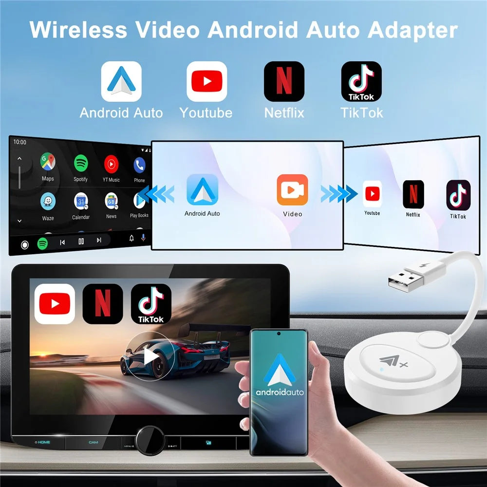 020-6++ Android Auto Wireless Adapter Instant Connection Wired to Wireless USB Dongle - White - 2