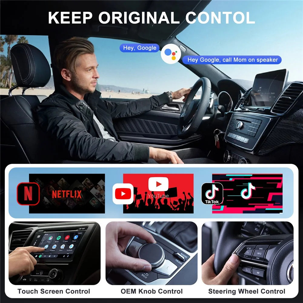 020-6++ Android Auto Wireless Adapter Instant Connection Wired to Wireless USB Dongle - White - 3