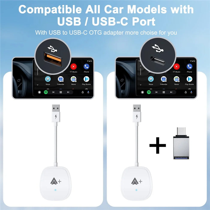 020-7++ Wireless Android Auto Adapter Video Streaming Wired to Wireless USB Dongle - White - 5