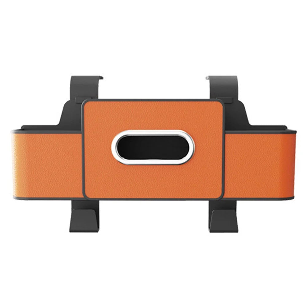 Car Seat Back Multi-Function Storage Organizer Leather+ABS Tissue Box Cup Holder with Hooks - Orange - 1