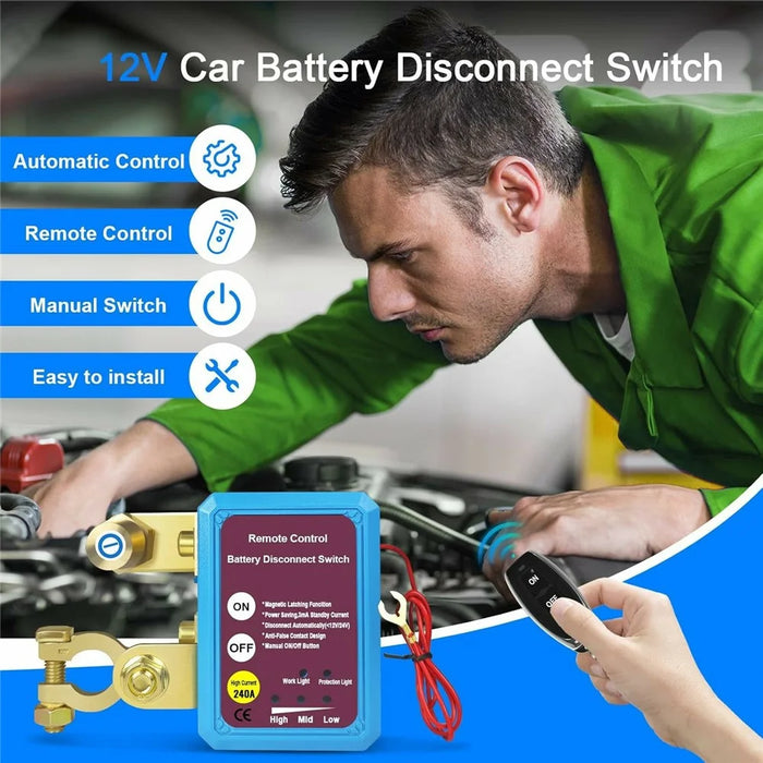 12V Car Battery Disconnect Switch Smart Anti-Leak Protector with Remote Control - 2