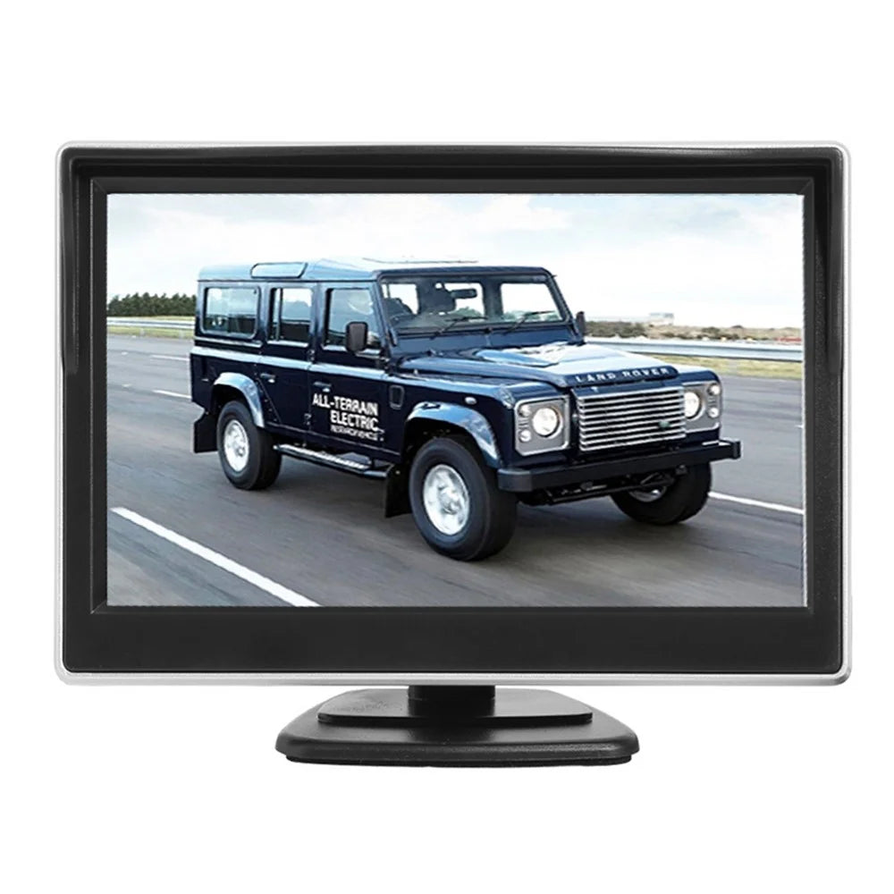 RH-506 Large 5'' LCD Display Monitor Round Rear Camera for Car Parking Reverse with Video Line and Power Supply Cable - 2