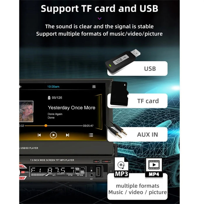 9601C 7-inch Wired Carplay HD Large Screen Car MP5 Player Multifunction Rear View Image Navigation Player - 5