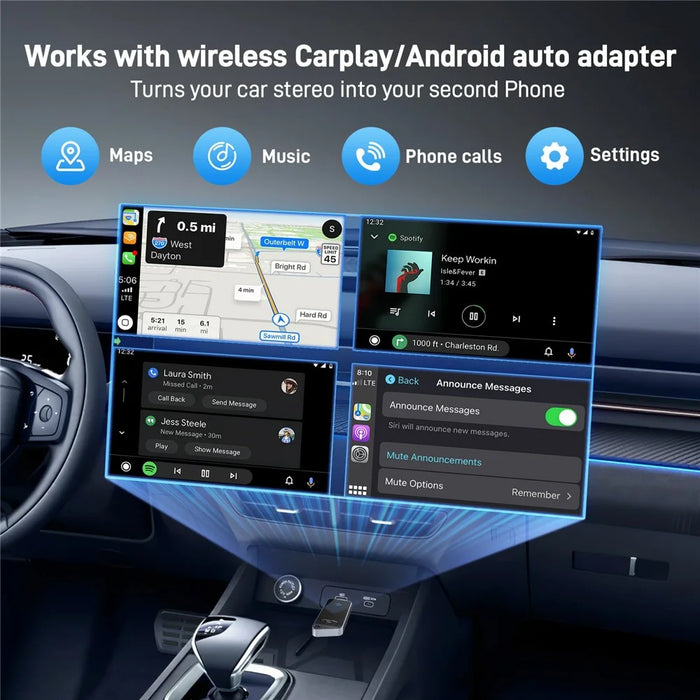 K82 Mini Wireless Carplay Adapter Low Latency Android Auto Adapter - 5