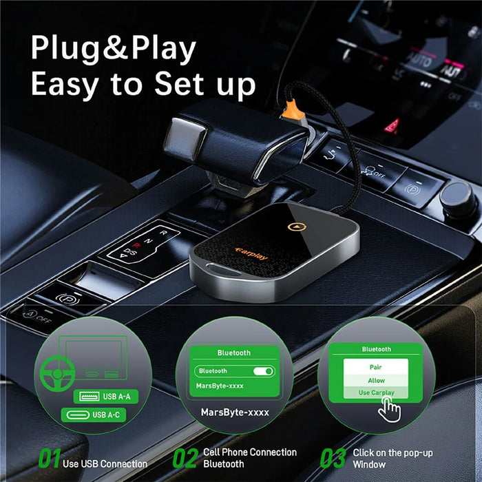 K81 Wireless Carplay Adapter Auto Wired to Wireless WiFi 6 Bluetooth-compatible 5.0 Navigation Player - 3