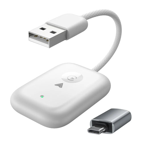 643 2 in 1 Wireless Carplay / Android Auto Adapter Car Wired to Wireless Upgrade Adapter - White - 1