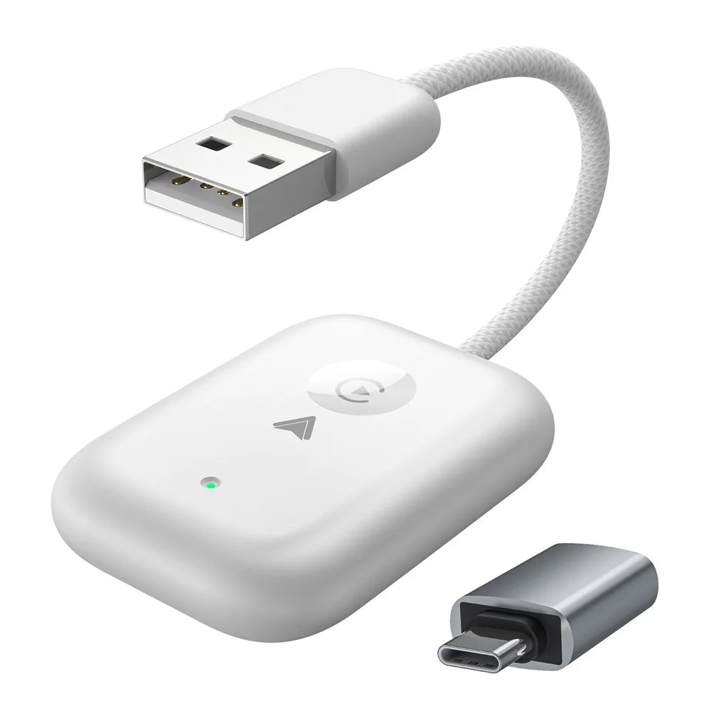 643 2 in 1 Wireless Carplay / Android Auto Adapter Car Wired to Wireless Upgrade Adapter - White - 1