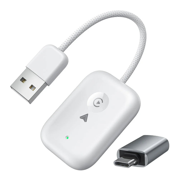 643 2 in 1 Wireless Carplay / Android Auto Adapter Car Wired to Wireless Upgrade Adapter - White - 2