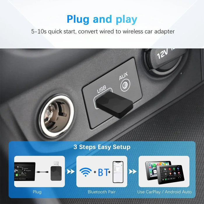2 in 1 USB Dongle Wireless CarPlay Android Auto Adapter for Wired to Wireless Upgrade - 3