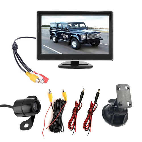 RH-507 5'' LCD Display Monitor Car Parking Reverse Waterproof Butterfly-shaped Rear Camera with Power Supply Cable and Video Line - 1