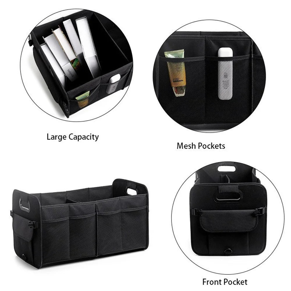 Large Capacity Car Trunk Organizer Waterproof Oxford Fabric Foldable Storage Box - Black - 3