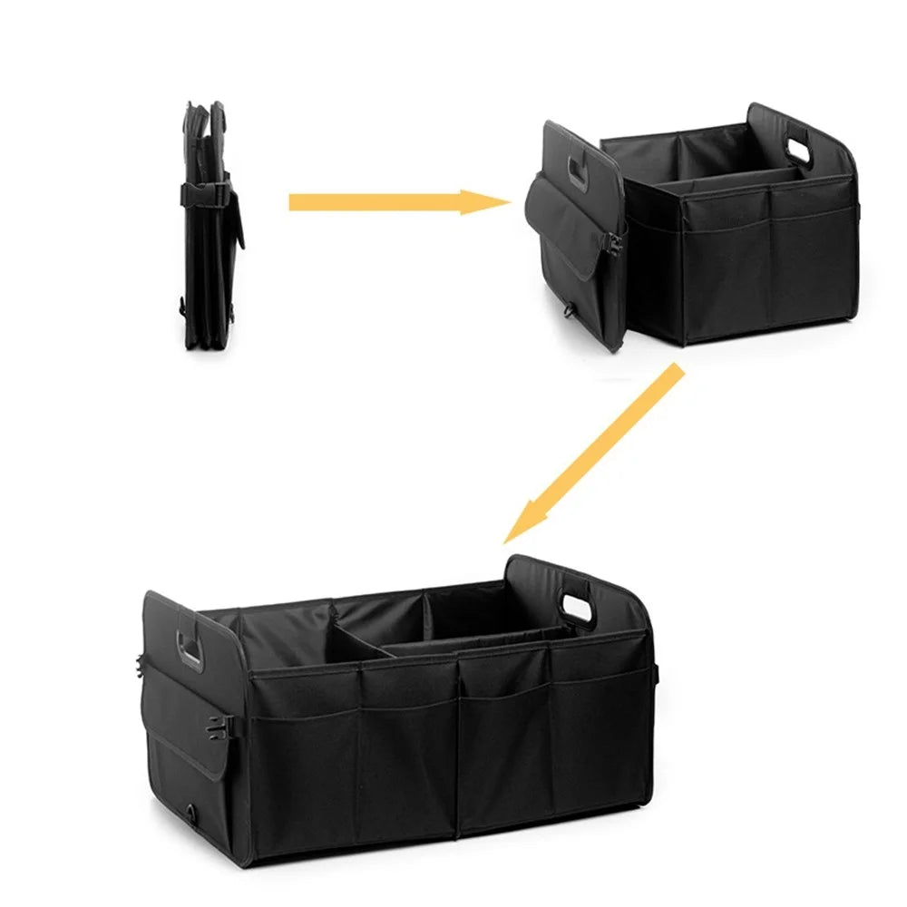 Large Capacity Car Trunk Organizer Waterproof Oxford Fabric Foldable Storage Box - Black - 4