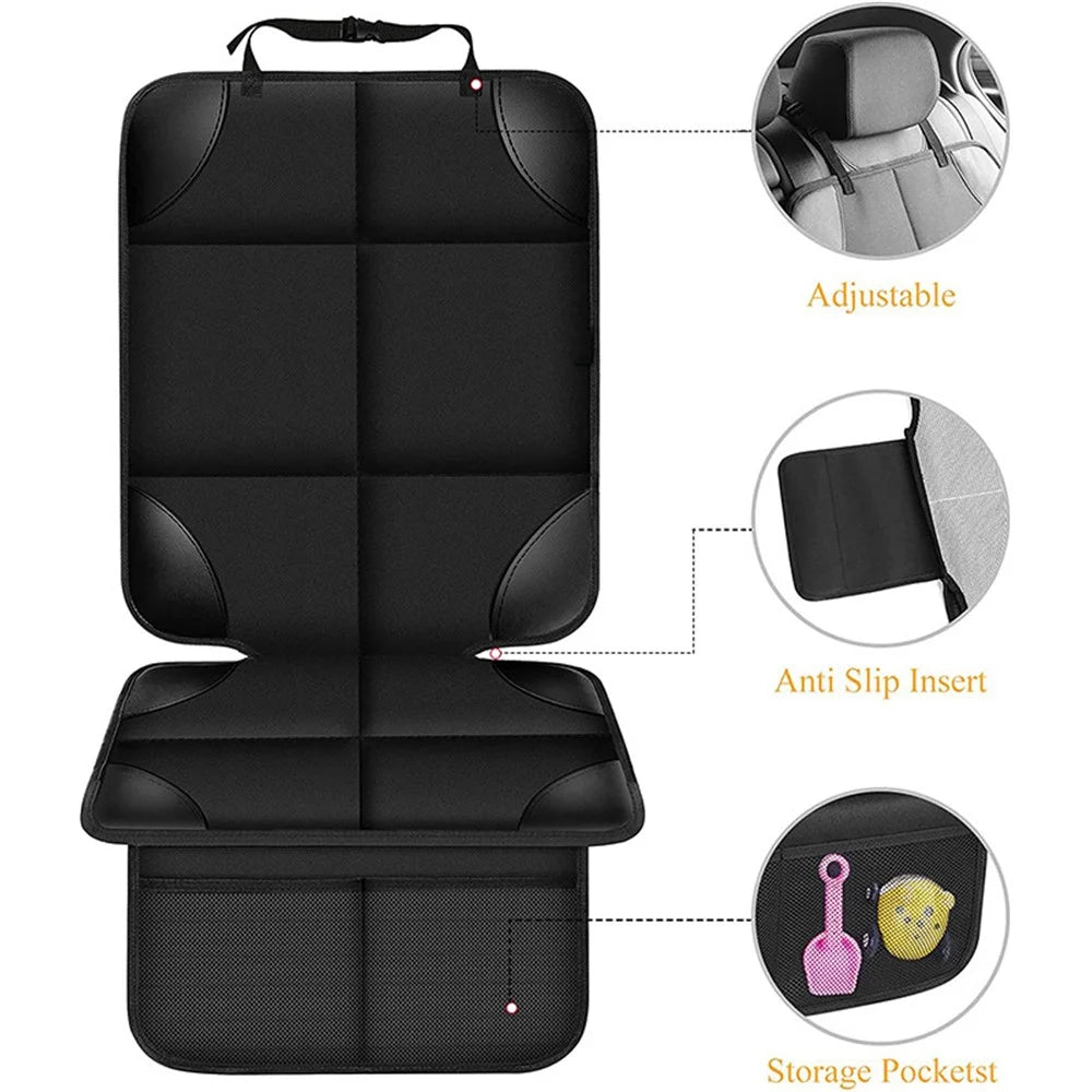 Foldable Car Seat Protector Mat Anti-Slip Children Safety Seat Protection Pad Cover - Red+Black - 2