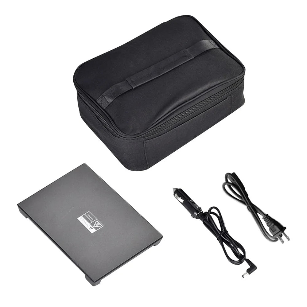 12V Electric Heated Lunch Bag for Travel Camping Oxford Cloth Insulated Food Warmer - US Plug - 1