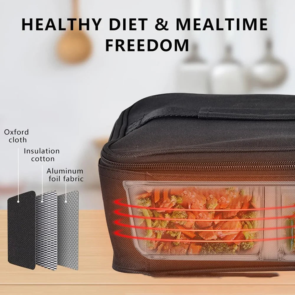 12V Electric Heated Lunch Bag for Travel Camping Oxford Cloth Insulated Food Warmer - US Plug - 7