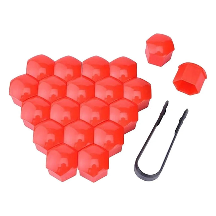 Universal Car Accessory 20Pcs 19mm Wheel Nut Bolt Covers Tire Screw Cap Hub Protective Covers - Red - 1