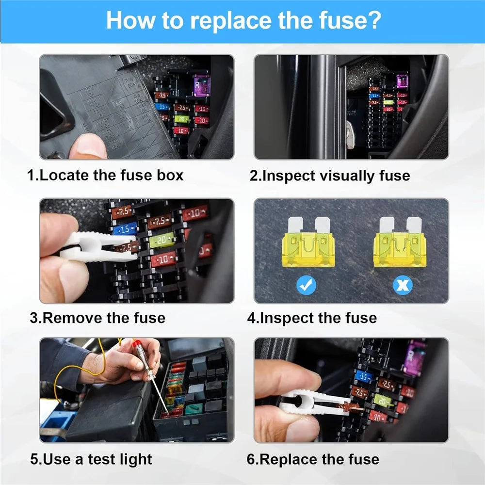 180Pcs Car Fuse Assortment Kit Mini  /  Standard  /  Micro Zinc Blade Fuses With Puller Tool and Storage Box - 6