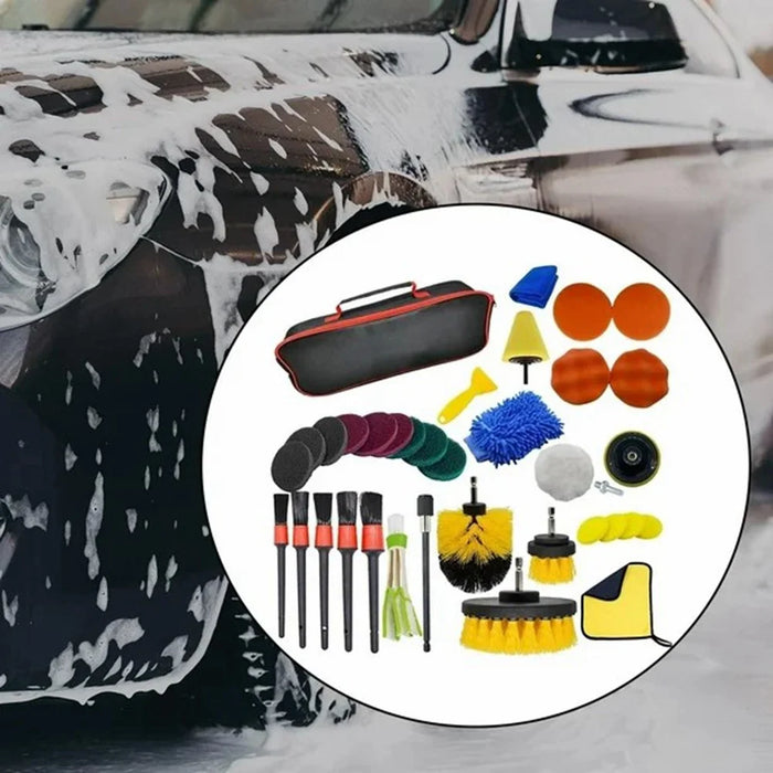 36Pcs Drill Brush Set Car Washing Brush for Auto Interior Exterior Cleaning Air Vent Brush Detailing Gloves Kit - 3