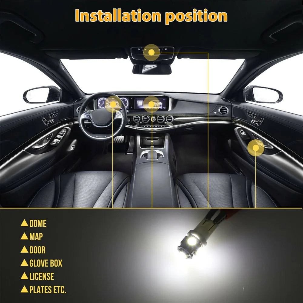 42PCS Car LED Light Kit T10 6000K Xenon White Replacement Bulbs for Interior Exterior - 4