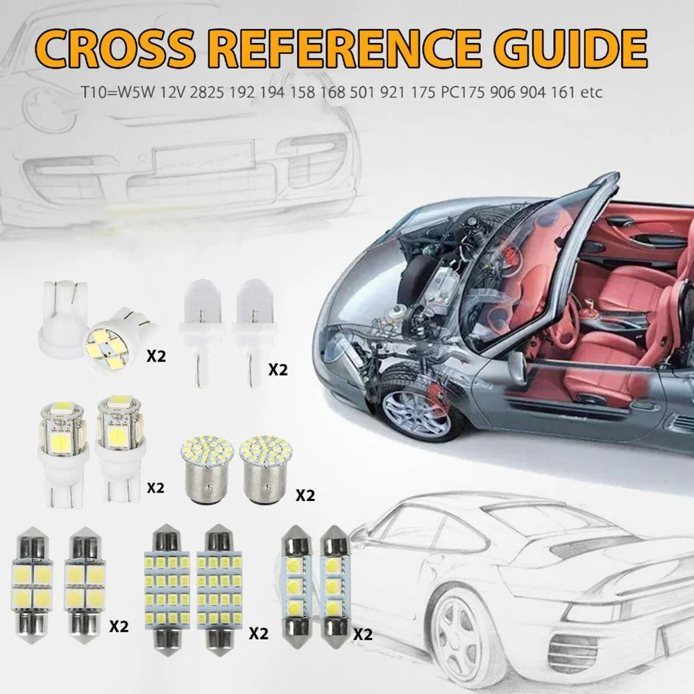 42PCS Car LED Light Kit T10 6000K Xenon White Replacement Bulbs for Interior Exterior - 7
