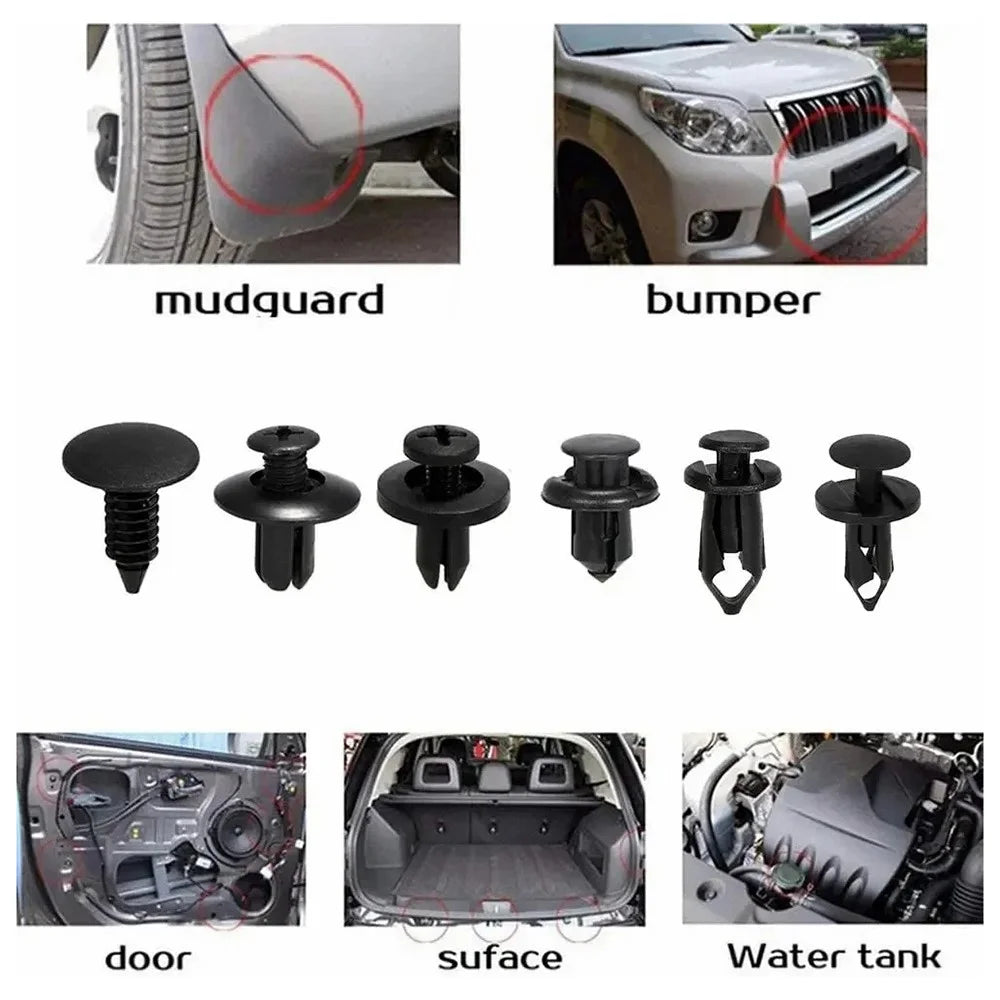 190Pcs Automotive Fasteners Kit 6 Sizes Rivet Clips With 6 Inch Pry Tool Bumper Fender Retainer - 2