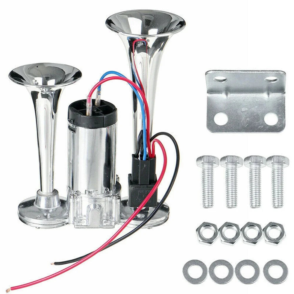 600DB Powerful Sound Dual Tube Metal Car Horn for 12V Vehicle Electric Horn - 1