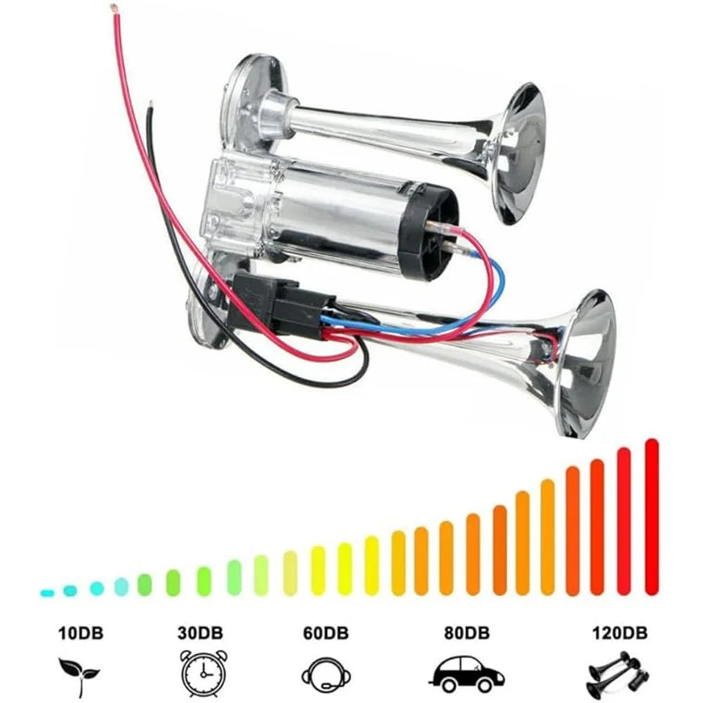 600DB Powerful Sound Dual Tube Metal Car Horn for 12V Vehicle Electric Horn - 2