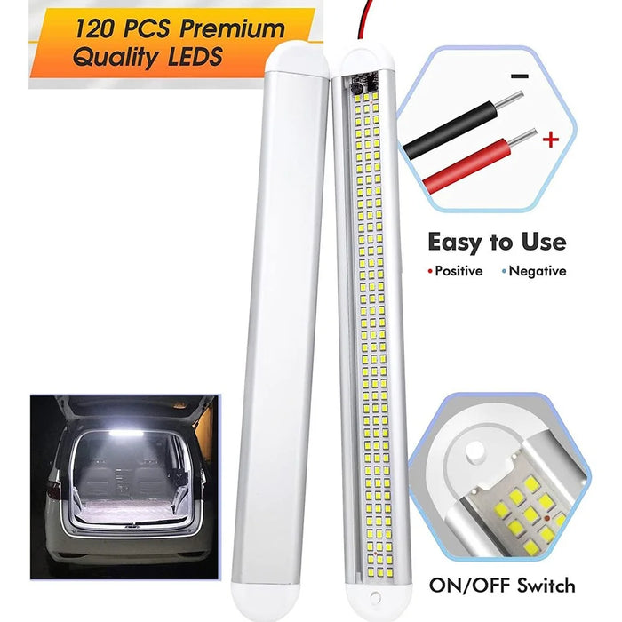 12 - 85V Car Interior Light 120 Leds 3 Rows High Brightness Reading Lamp for Truck RV Cabin - 4