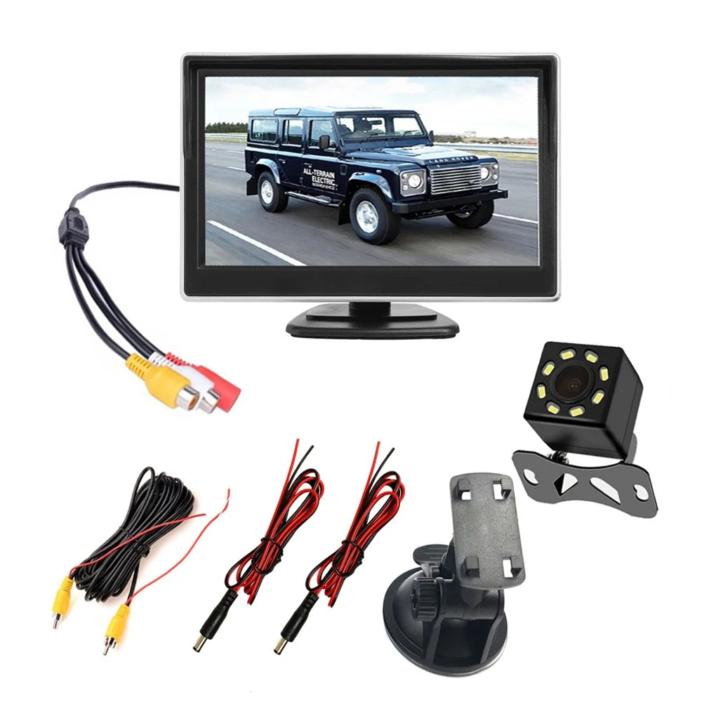 RH-509 5'' LCD Display Monitor 8-LED Rear Camera Car Parking Reverse System Kit - 1