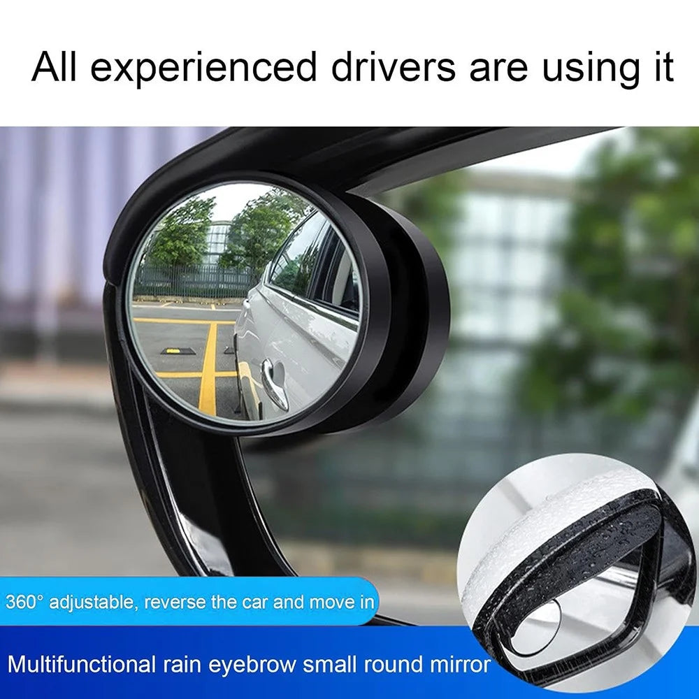 2Pcs Car Blind Spot Mirror 360 Degree Adjustable Rear View Mirror with Rain Shield - 6