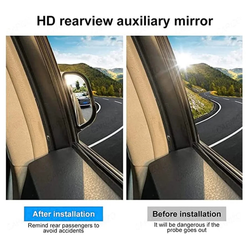 Car Side Wide Angle Blind Spot Mirror Exterior Rearview Mirror for Rear Seat Passengers - 3